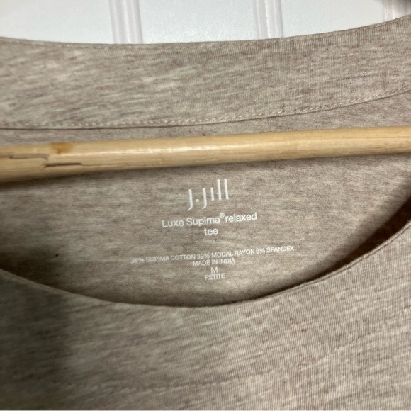 J.Jill Top Medium Petite Luxe Relaxed Tee Beige Oatmeal Casual Women’s Shirt - Picture 4 of 8